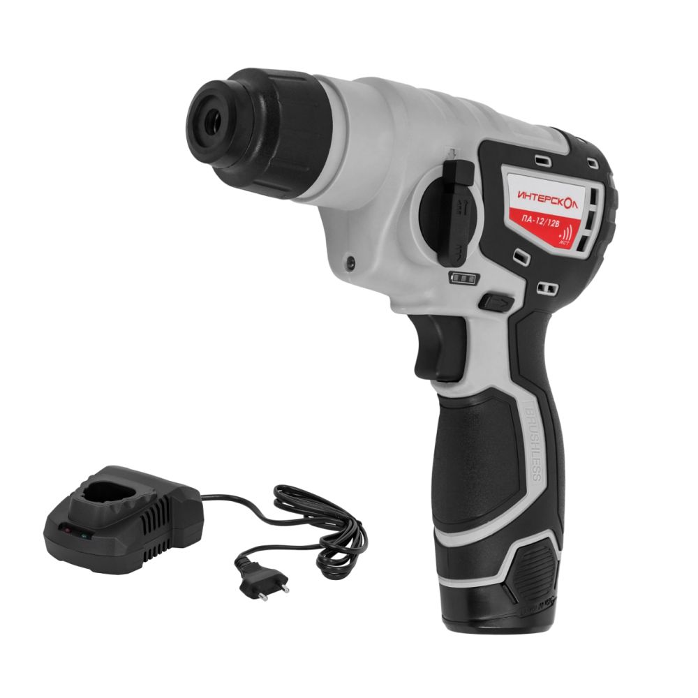 Аккумуляторный перфоратор ИНТЕРСКОЛ ПА-12/12В, 12 В, 1.2 Дж, 4250 уд/мин, с АКБ 2 Ач и ЗУ (648.0.0.70-B2C)