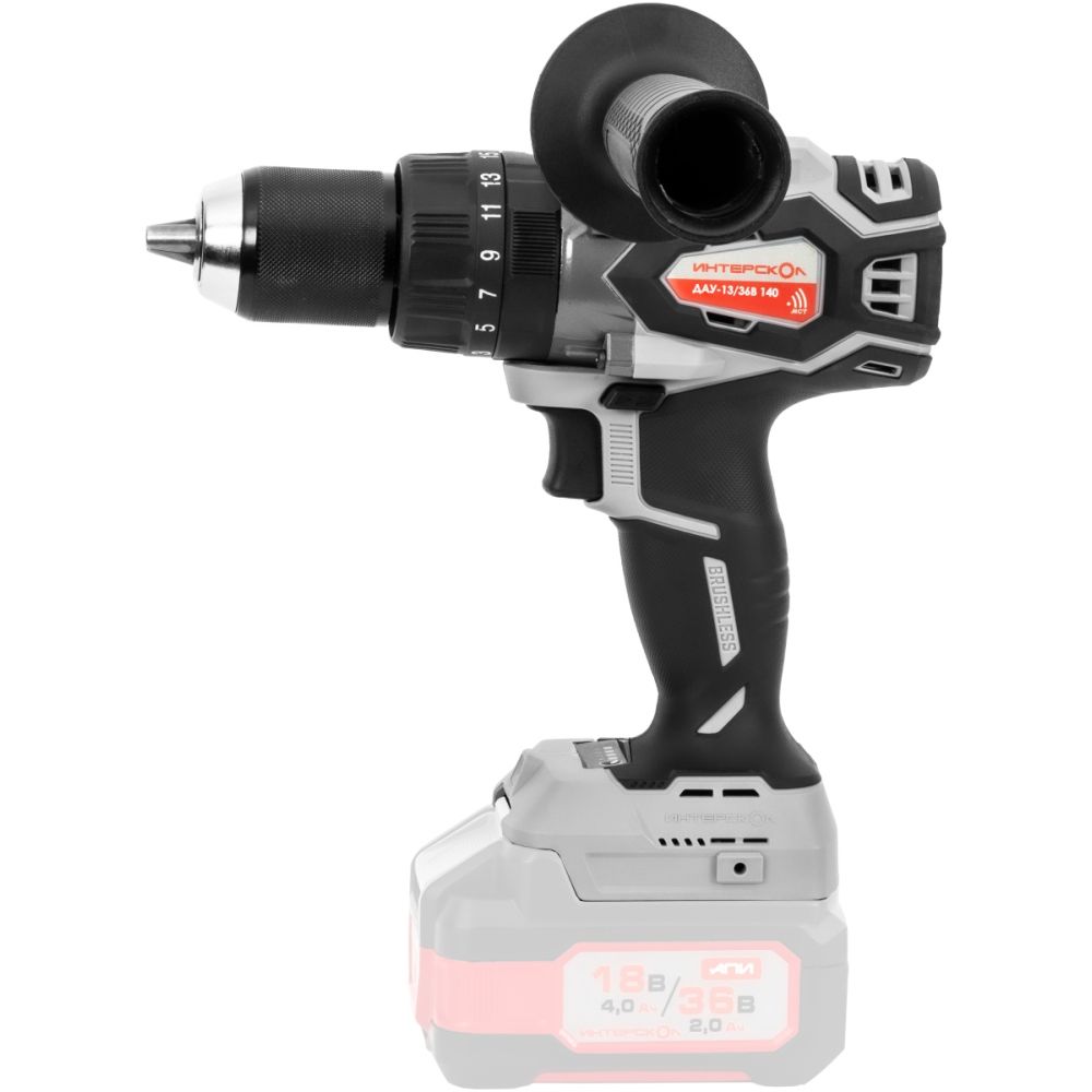 Аккумуляторная ударная дрель-шуруповерт ИНТЕРСКОЛ ДАУ-13/36В 140, 36 В, 2250 об/мин, 30000 уд/мин, с АКБ 2.5 Ач и ЗУ (852.0.0.70-B25C)