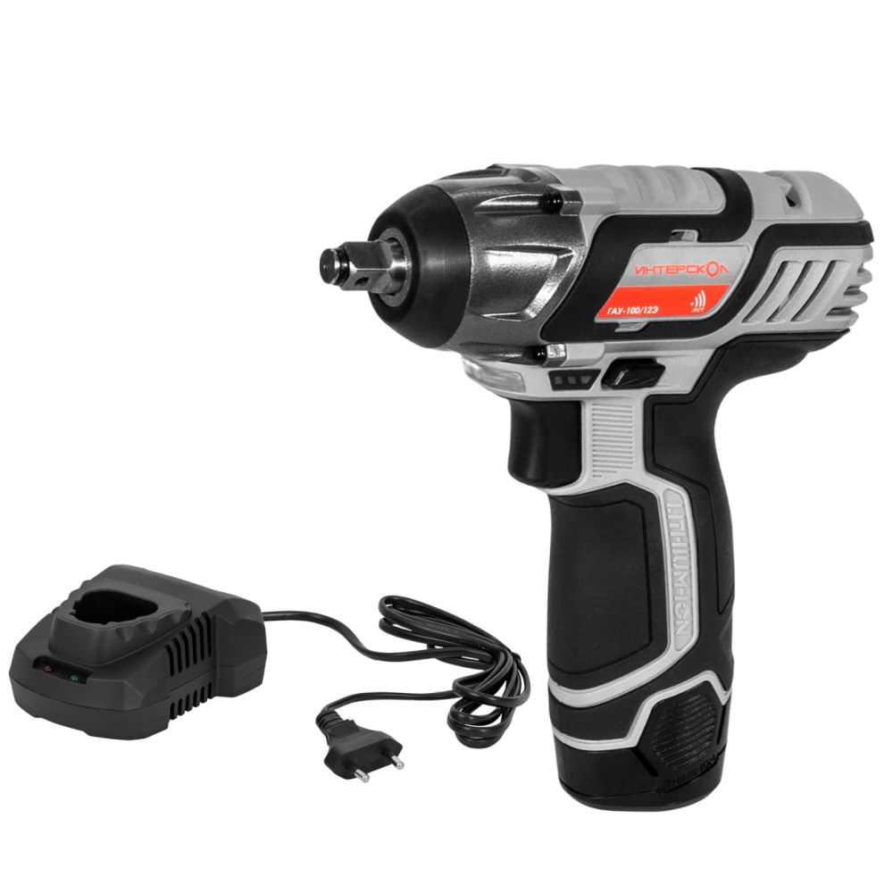 Аккумуляторный ударный гайковерт ИНТЕРСКОЛ ГАУ-100/12Э, 12 В, 100 Нм, 3000 уд/мин, с АКБ 2 Ач и ЗУ (807.0.0.70-B2C)