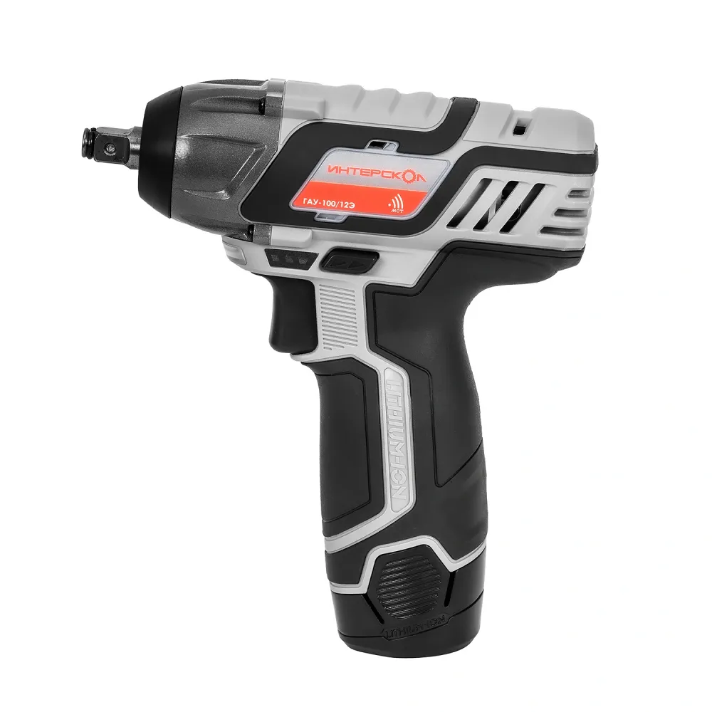 Аккумуляторный ударный гайковерт ИНТЕРСКОЛ ГАУ-100/12Э, 12 В, 100 Нм, 3000 уд/мин, с АКБ 2 Ач и ЗУ (807.0.0.70-B2C)