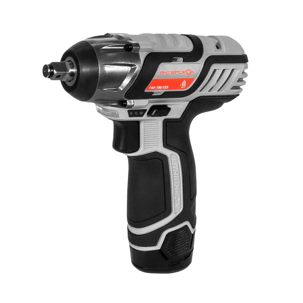 Аккумуляторный ударный гайковерт ИНТЕРСКОЛ ГАУ-100/12Э, 12 В, 100 Нм, 3000 уд/мин, с АКБ 2 Ач и ЗУ (807.0.0.70-B2C)