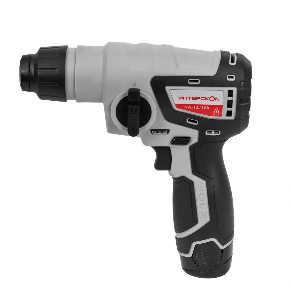 Набор электроинструмента ИНТЕРСКОЛ 12 В: ДА-12ЭР 28 + ГА-70/12ВЭ + ПА-12/12В +УШМ-76/12В, с 2 АКБ 2 Ач и ЗУ