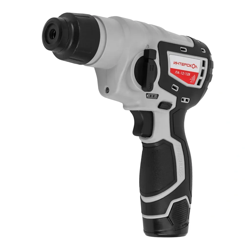 Набор электроинструмента ИНТЕРСКОЛ 12 В: ДА-12ЭР 28 + ГА-70/12ВЭ + ПА-12/12В +УШМ-76/12В, с 2 АКБ 2 Ач и ЗУ