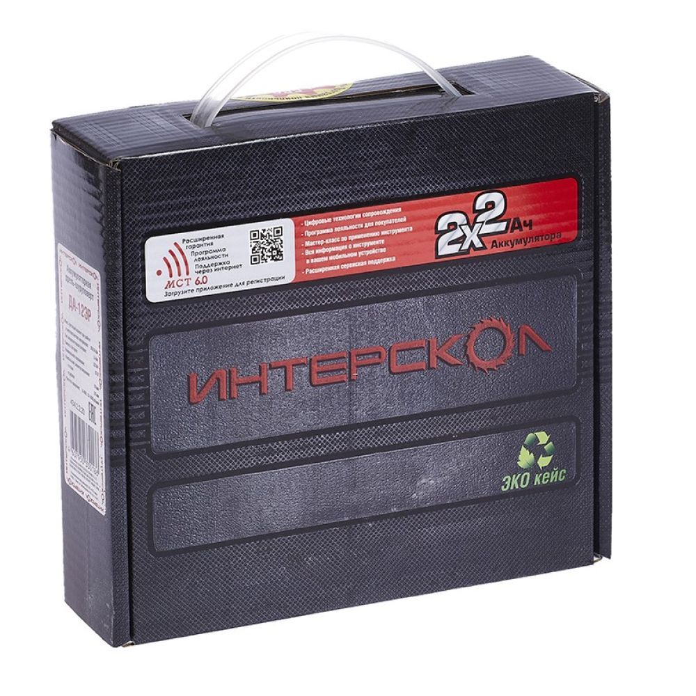 Набор электроинструмента ИНТЕРСКОЛ 12 В: ДА-12ЭР 28 + ГА-70/12ВЭ + ПА-12/12В +УШМ-76/12В, с 2 АКБ 2 Ач и ЗУ