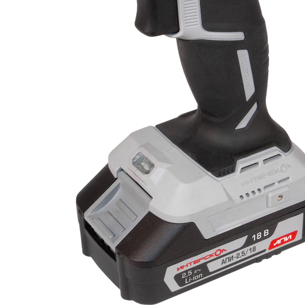 Дрель-шуруповерт ИНТЕРСКОЛ ДАУ-13/18В 55, 18 В, 1850 об/мин, 27750 уд/мин, с 2 АКБ 2.5 Ач и ЗУ, в кейсе (953.2.2.70)