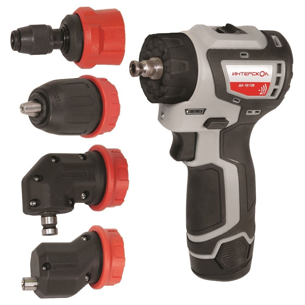 Набор аккумуляторного инструмента ИНТЕРСКОЛ 12 В: дрель-шуруповерт ДА-10/12В 36 + шуруповерт ШАУ-220/12ВЭ + 4 бура, с 2 АКБ 2 Ач и ЗУ