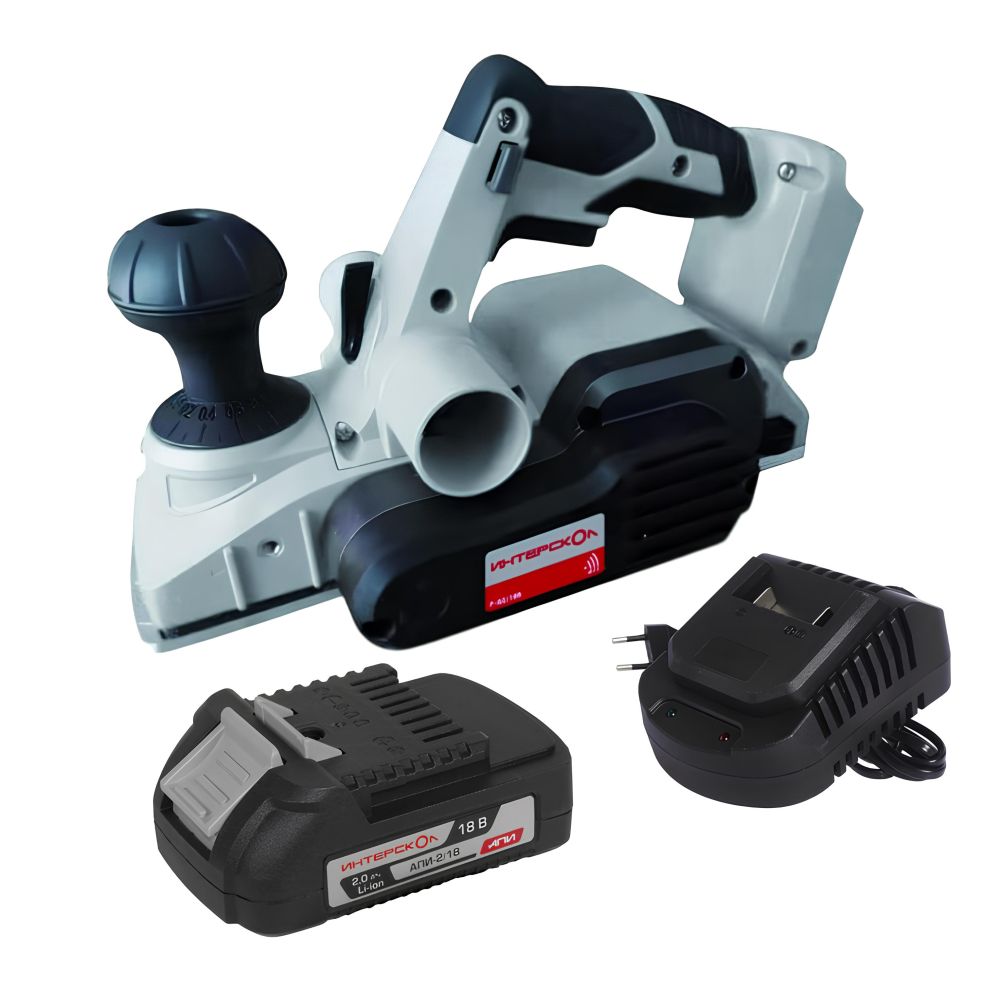 Аккумуляторный рубанок ИНТЕРСКОЛ РА-82/18В, 18 В, 15000 об/мин, 82 мм, с АКБ 2 Ач и ЗУ (694.1.0.70-B2C)