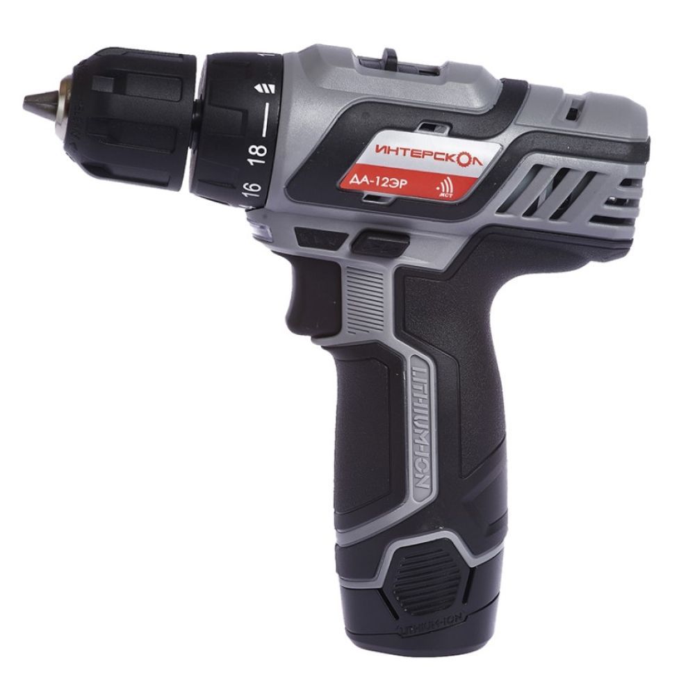 Набор аккумуляторного инструмента ИНТЕРСКОЛ 12 В: дрель-шуруповерт ДА-12ЭР 28 + УШМ-76/12В + 5 дисков, с 2 АКБ 2 Ач и ЗУ