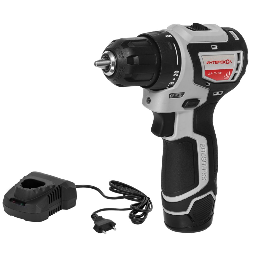 Аккумуляторная дрель-шуруповерт ИНТЕРСКОЛ МиниМАКС ДА-10/12 36, 12 В, 1450 об/мин, с АКБ 2 Ач и ЗУ (687.0.0.70-B2C)