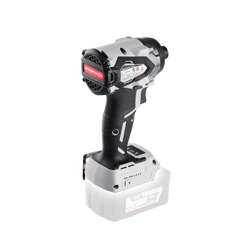 Аккумуляторный ударный шуруповерт ИНТЕРСКОЛ ШАУ-350/18ВЭ, 18 В, 350 Нм, 3200 уд/мин, без АКБ и ЗУ (943.0.0.70)
