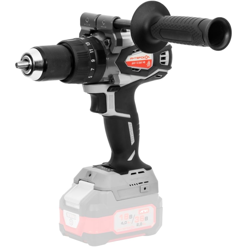 Аккумуляторная ударная дрель-шуруповерт ИНТЕРСКОЛ ДАУ-13/36В 140, 36 В, 2250 об/мин, 30000 уд/мин, с АКБ 4 Ач и ЗУ (852.0.0.70-B4C)