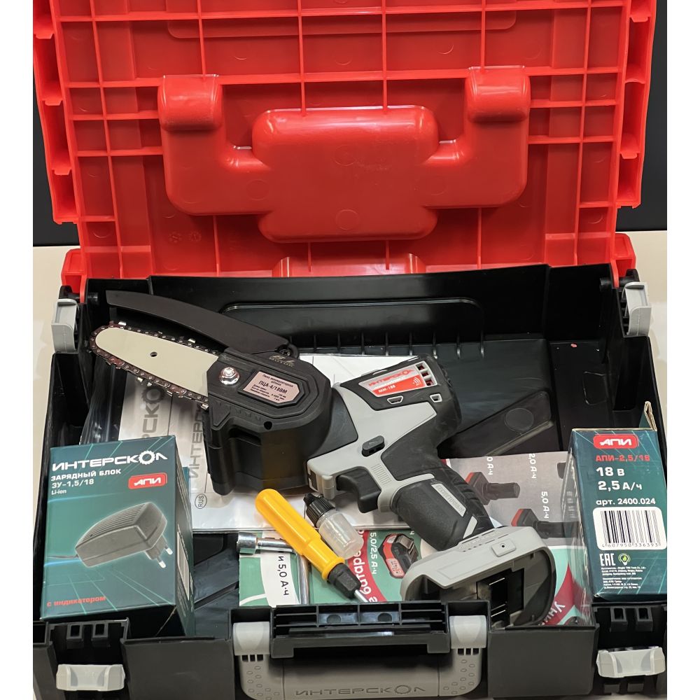 Аккумуляторная цепная пила ИНТЕРСКОЛ ПЦА-4 МультиМАКС18, 18 В, 10 см, (УЦЕНЕННЫЙ ТОВАР) (755.1.3.47/U)