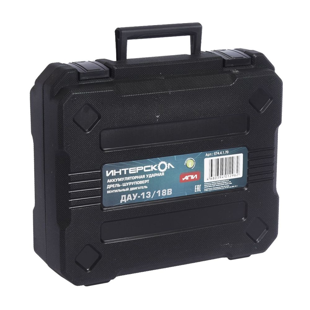 Дрель-шуруповерт ИНТЕРСКОЛ ДАУ-13/18В 60, 18 В, 2000 об/мин, 30000 уд/мин, с АКБ 2 Ач и ЗУ, в кейсе (574.0.0.70-B2C)