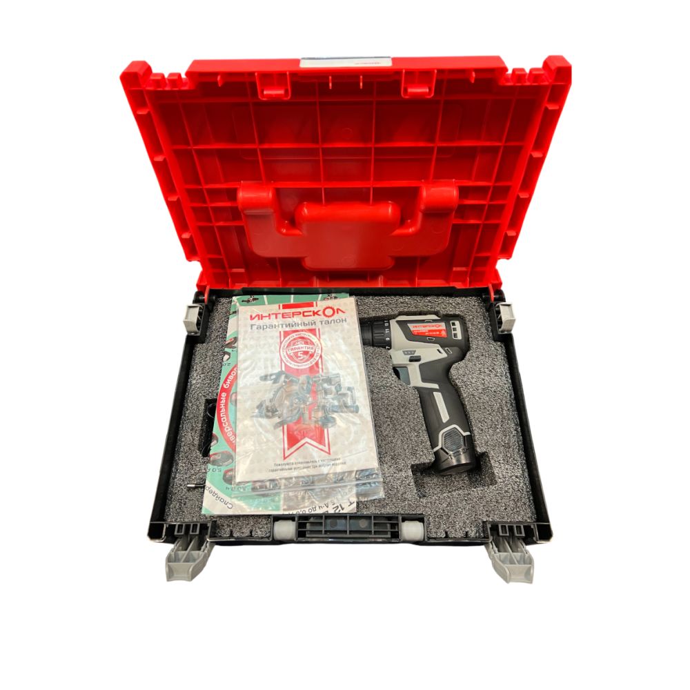 Аккумуляторная дрель-шуруповерт ИНТЕРСКОЛ МиниМАКС ДА-10/12В 38, 12 В, 1550 об/мин, с 2 АКБ 2.5 Ач и ЗУ, в кейсе (УЦЕНЕННЫЙ ТОВАР) (757.2.2.46/U)