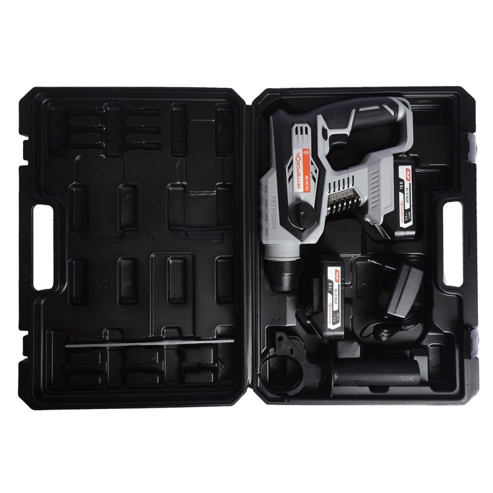 Аккумуляторный перфоратор ИНТЕРСКОЛ ПА-24/18В, 18 В, 2.2 Дж, 5300 уд/мин, с АКБ 4 Ач и ЗУ, в кейсе (579.0.0.70-B4C)