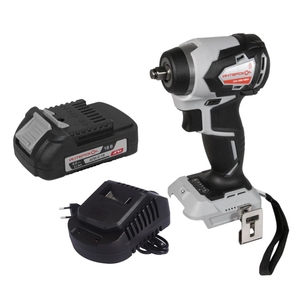 Аккумуляторный ударный гайковерт ИНТЕРСКОЛ ГАУ-250/18ВЭ, 18 В, 250 Нм, 3200 уд/мин, с АКБ 2 Ач и ЗУ (936.0.0.70-B2C)