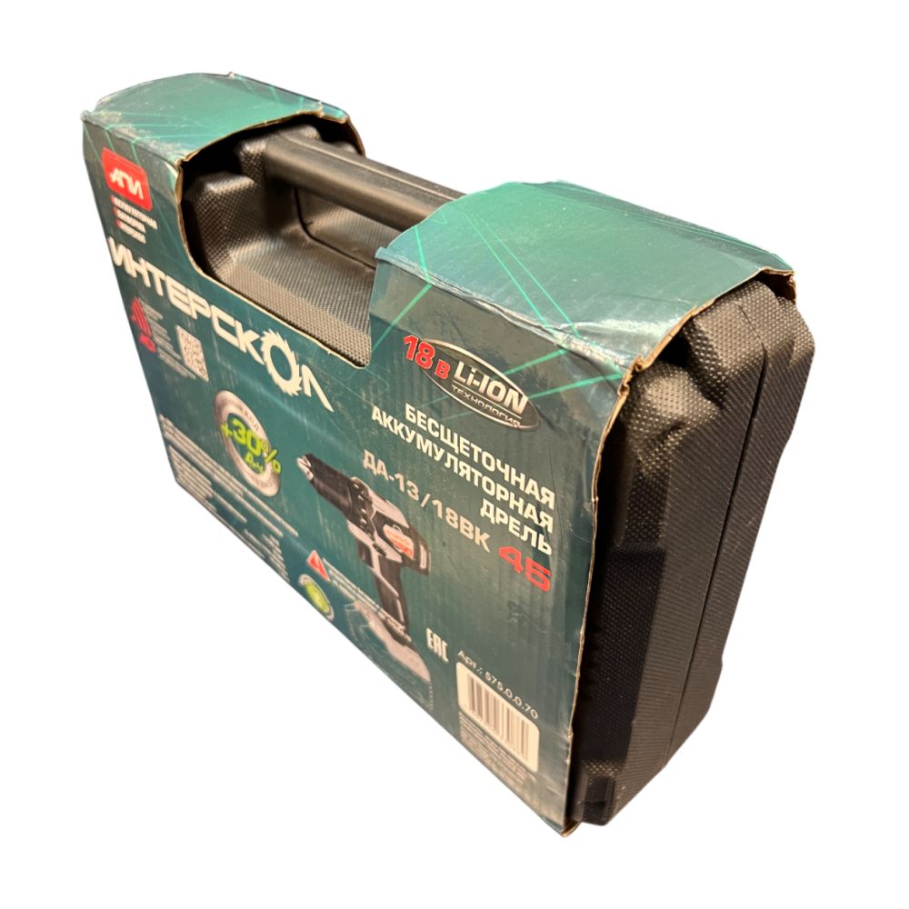 Аккумуляторная дрель-шуруповерт ИНТЕРСКОЛ ДА-13/18ВК 45, 18 В, 1700 об/мин, без АКБ и ЗУ, в кейсе (УЦЕНЕННЫЙ ТОВАР) (575.0.0.70/U)