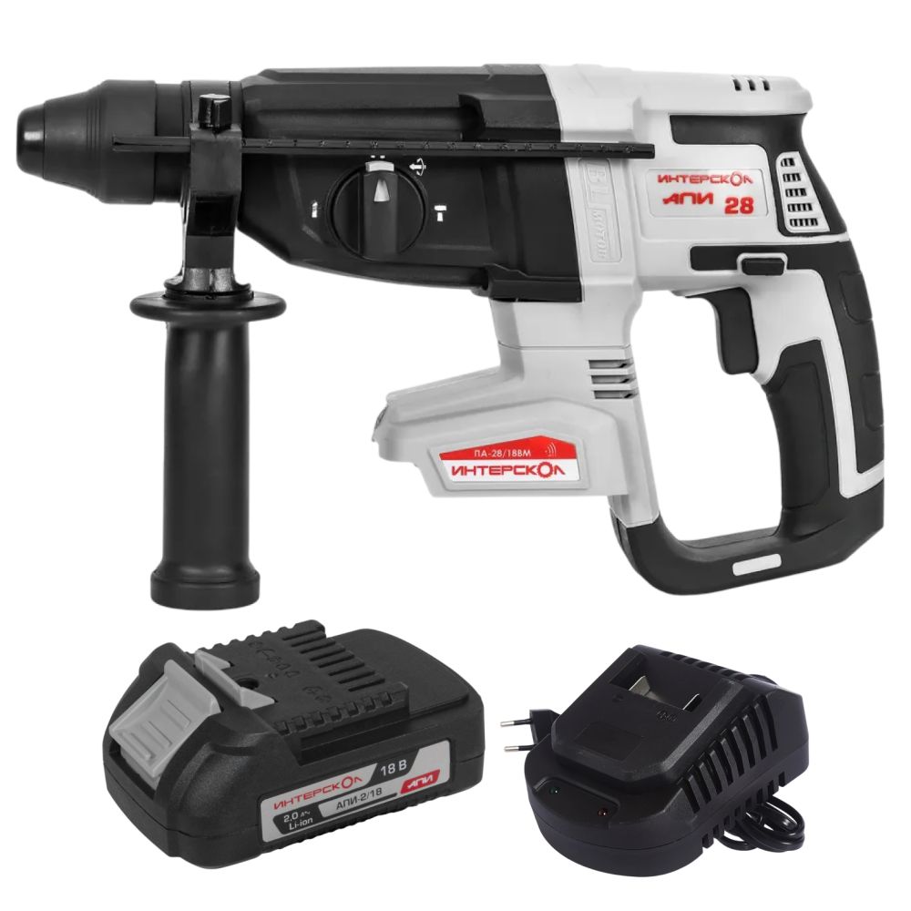 Аккумуляторный перфоратор ИНТЕРСКОЛ ПА-28/18ВM, 18 В, 3 Дж, 5300 уд/мин, с АКБ 2 Ач и ЗУ, в кейсе (732.0.0.70-B2C)