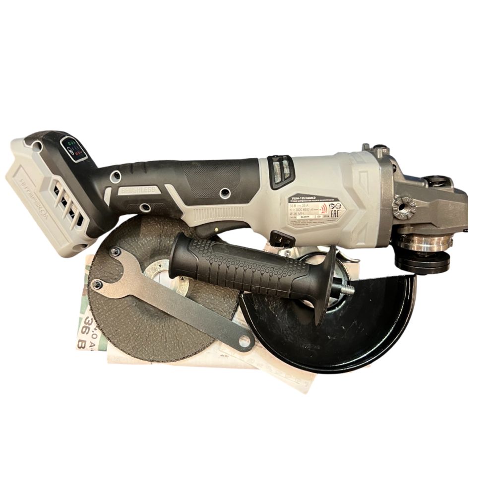 Аккумуляторная угловая шлифмашина ИНТЕРСКОЛ УШМ-125/36ВМЭ, 36 В, 125 мм, 8500 об/мин, без АКБ и ЗУ (УЦЕНЕННЫЙ ТОВАР) (956.0.0.70/U)