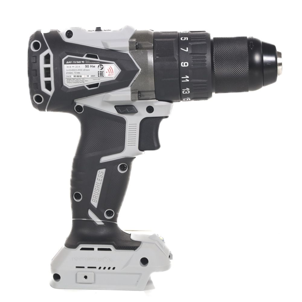 Аккумуляторная ударная дрель-шуруповерт ИНТЕРСКОЛ ДАУ-13/36В 90, 36 В, 2000 об/мин, 30000 уд/мин, с АКБ 2.5 Ач и ЗУ (860.0.0.70-B25C)