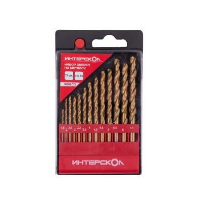 Набор сверл ИНТЕРСКОЛ по металлу, 1.5-6.5 мм, 13 шт (18301.013)