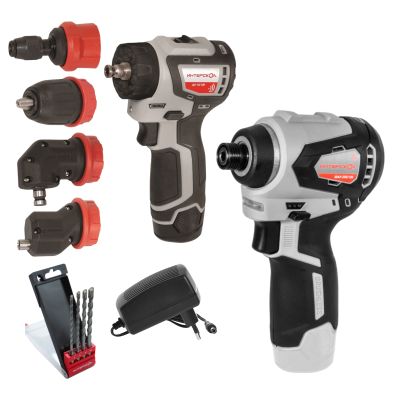 Набор аккумуляторного инструмента ИНТЕРСКОЛ 12 В: дрель-шуруповерт ДА-10/12В 36 + шуруповерт ШАУ-220/12ВЭ + 4 бура, с 2 АКБ 2 Ач и ЗУ