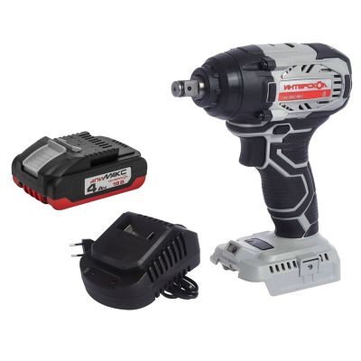 Аккумуляторный гайковерт ИНТЕРСКОЛ ГАУ-350/18ВЭ, 18 В, 350 Нм, 3200 уд/мин, с АКБ 4 Ач и ЗУ (643.1.0.70-B4C)