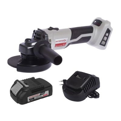Аккумуляторная угловая шлифмашина ИНТЕРСКОЛ УШМ-125/18ВЭ, 18 В, 125 мм, 8500 об/мин, с АКБ 2 Ач и ЗУ (684.1.0.70-B2C)