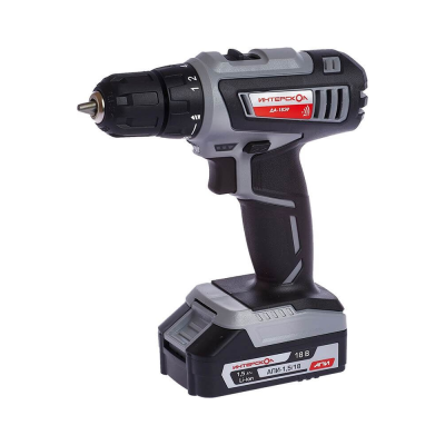 Аккумуляторная дрель-шуруповерт ИНТЕРСКОЛ ДА-18ЭР, АПИ 18 В, 38 Н·м, 1400 об/мин, c 2 АКБ 1.5 Ач и ЗУ, в кейсе, 536.0.2.01