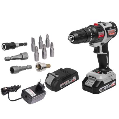 Дрель-шуруповерт ИНТЕРСКОЛ ДАУ-10/18В 44, 18 В, 1650 об/мин, 21000 уд/мин, c 2 АКБ 2 Ач и ЗУ, + Набор бит в подарок (755.2.2.48)